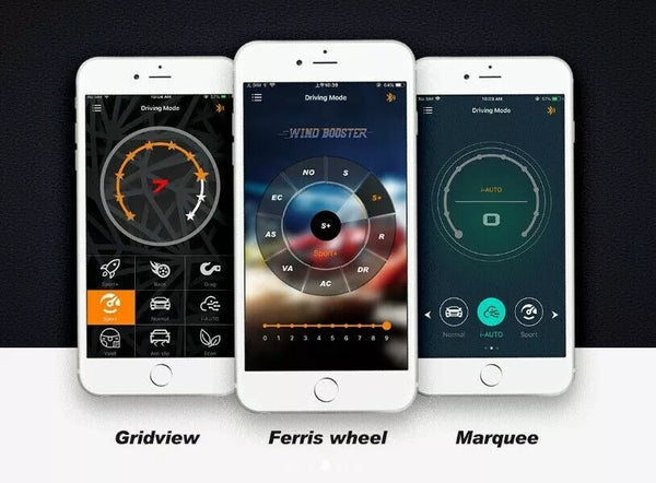 WINDBOOSTER GT & Bluetooth Mobile App OBD Acceleration Performance Throttle Controller & Pedal Remap - Utilising Chip Tuning / Electronic Engine Tuning - Econ / Sport / Sport+ / Race Modes - OLED Display