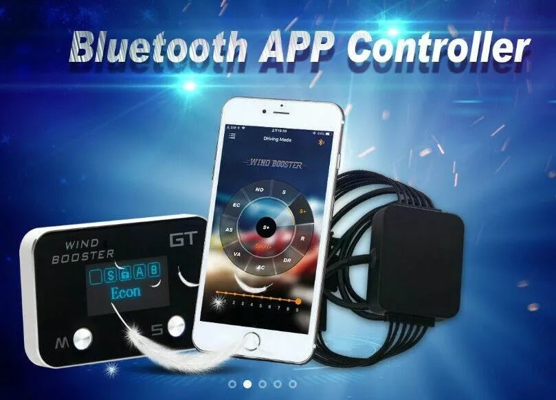 WINDBOOSTER GT & Bluetooth Mobile App OBD Acceleration Performance Throttle Controller & Pedal Remap - Utilising Chip Tuning / Electronic Engine Tuning - Econ / Sport / Sport+ / Race Modes - OLED Display