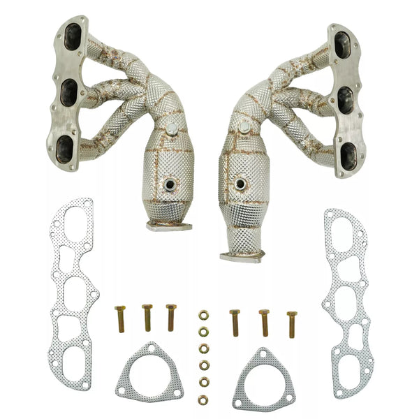 TATECH Exhaust Manifold Upgrade Stainless Steel Header 200 Cell Cat + Heat Shield Porsche 991 3.4 3.8