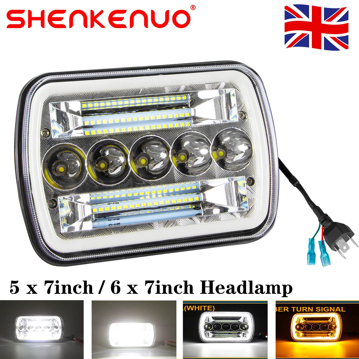 Pair Headlights (x2) - Toyota MR2 W20 89-99 / Jeep Wrangler / GMC Savana Safari K3500 / Ford F450 5x7" LED DEL Lightbar Square Light High / Low Beam Headlamps For Cars / Motorcycle / Van / Pickup / RV / Camper