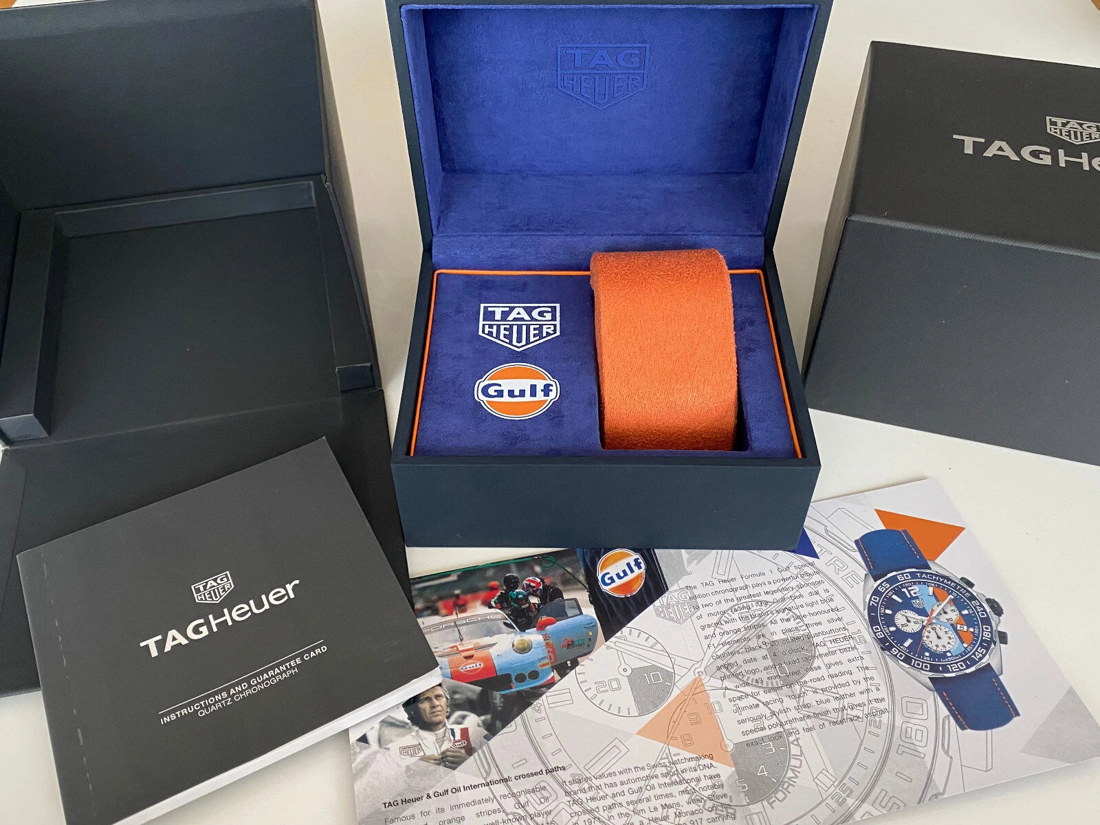 Brand New SPECIAL EDITION TAG Heuer Formula 1 Chronograph Gulf Men's Watch Quartz 43 mm Steel CAZ101N.FC8243 RRP £2,100.00 43mm Orange Blue Stripe