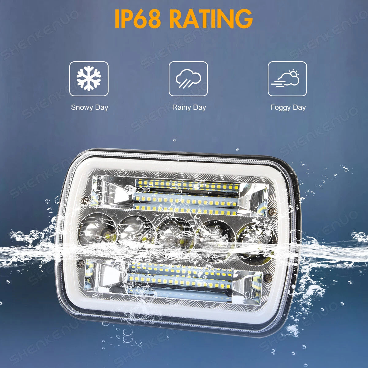 Pair Headlights (x2) - Toyota MR2 W20 89-99 / Jeep Wrangler / GMC Savana Safari K3500 / Ford F450 5x7" LED DEL Lightbar Square Light High / Low Beam Headlamps For Cars / Motorcycle / Van / Pickup / RV / Camper