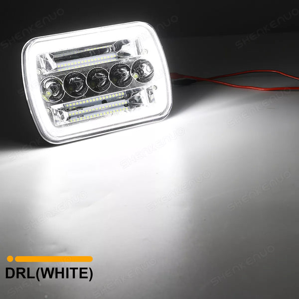 Pair Headlights (x2) - Toyota MR2 W20 89-99 / Jeep Wrangler / GMC Savana Safari K3500 / Ford F450 5x7" LED DEL Lightbar Square Light High / Low Beam Headlamps For Cars / Motorcycle / Van / Pickup / RV / Camper