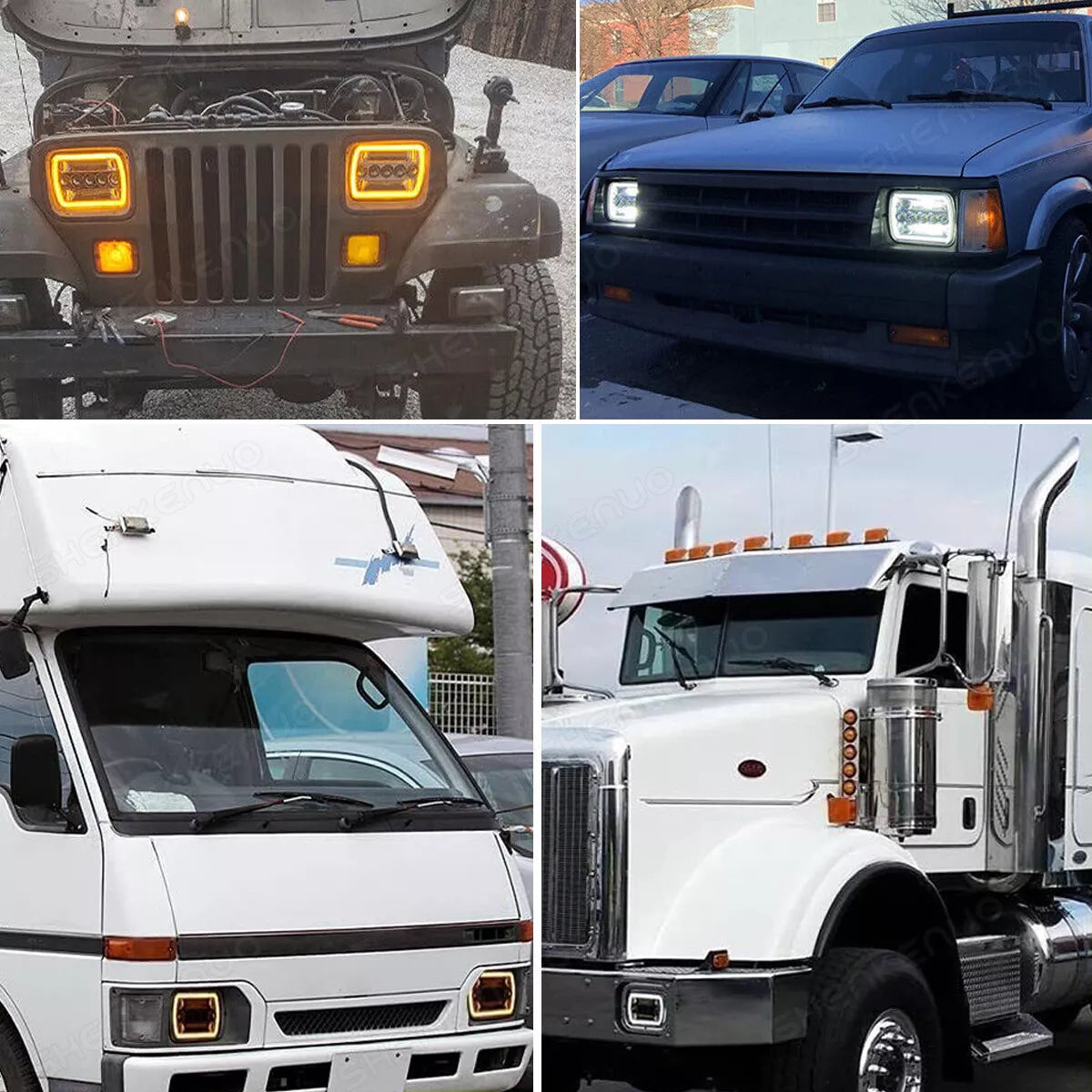 Pair Headlights (x2) - Toyota MR2 W20 89-99 / Jeep Wrangler / GMC Savana Safari K3500 / Ford F450 5x7" LED DEL Lightbar Square Light High / Low Beam Headlamps For Cars / Motorcycle / Van / Pickup / RV / Camper