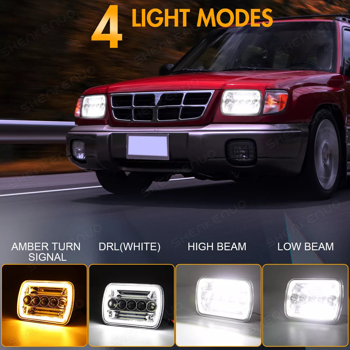 Pair Headlights (x2) - Toyota MR2 W20 89-99 / Jeep Wrangler / GMC Savana Safari K3500 / Ford F450 5x7" LED DEL Lightbar Square Light High / Low Beam Headlamps For Cars / Motorcycle / Van / Pickup / RV / Camper