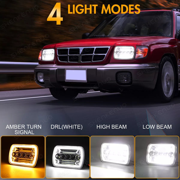 Pair Headlights (x2) - Toyota MR2 W20 89-99 / Jeep Wrangler / GMC Savana Safari K3500 / Ford F450 5x7" LED DEL Lightbar Square Light High / Low Beam Headlamps For Cars / Motorcycle / Van / Pickup / RV / Camper