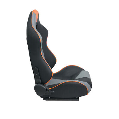 JIABEIR (Manufactured and Dispatched from China) Grey Black Orange Sports Car / Racing Sim x1 Individual Bucket Seats JBR1043