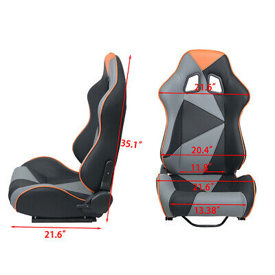 JIABEIR (Manufactured and Dispatched from China) Grey Black Orange Sports Car / Racing Sim x1 Individual Bucket Seats JBR1043