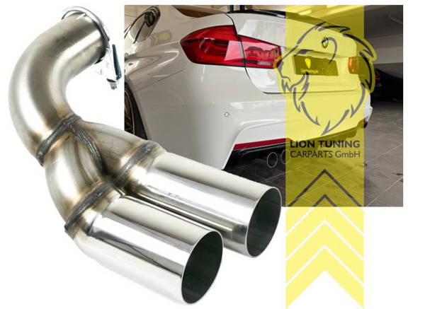 LionTuning Stainless Steel tailpipe exhaust cover 2 pipe Twin Exit Duplex Muffler Tail Finisher left for BMW F30 F31 F32 F33 F36 70mm Diesel