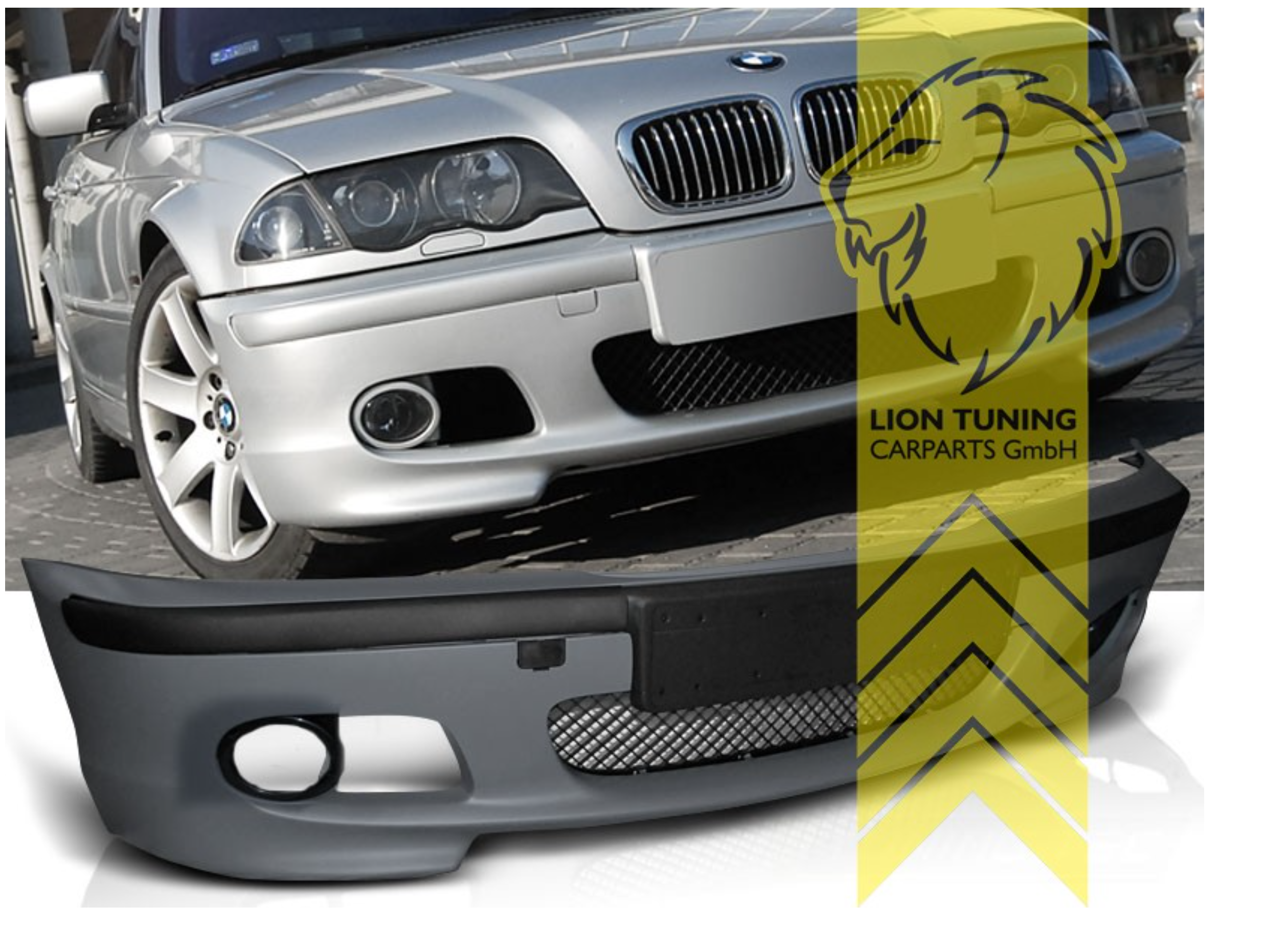 LionTuning New Front bumper front apron for BMW E46 Sedan Touring M Sport with ABE