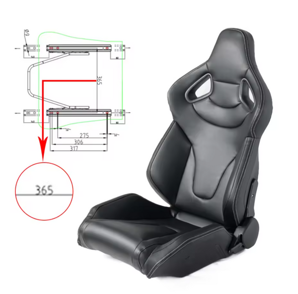 JIABEIR (Manufactured and Dispatched from China) Luxury Black Sports Car / Racing Sim x1 Individual Bucket Seats JBR1093