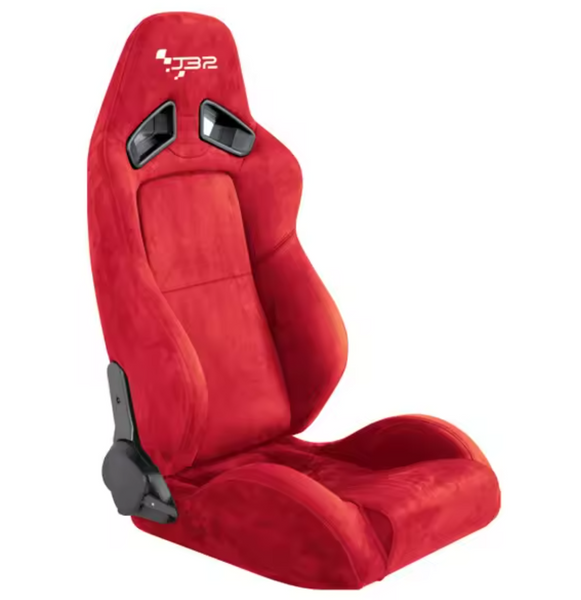 JIABEIR (Manufactured and Dispatched from China) RED Alcantara Suede Shammy Sports Car / Racing Sim x1 Individual Bucket Seats JBR1052