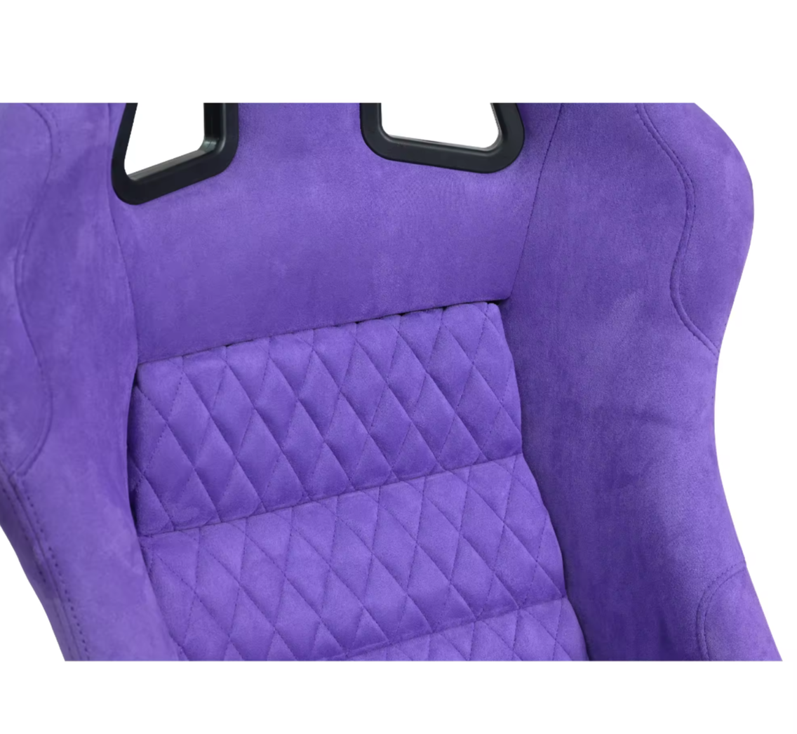 JIABEIR (Manufactured and Dispatched from China) PURPLE LILAC Alcantara Suede Velvet Shammy Sports Car / Racing Sim x1 Individual Bucket Seats Metallic Flake Hard Seat Back JBR-1022BB