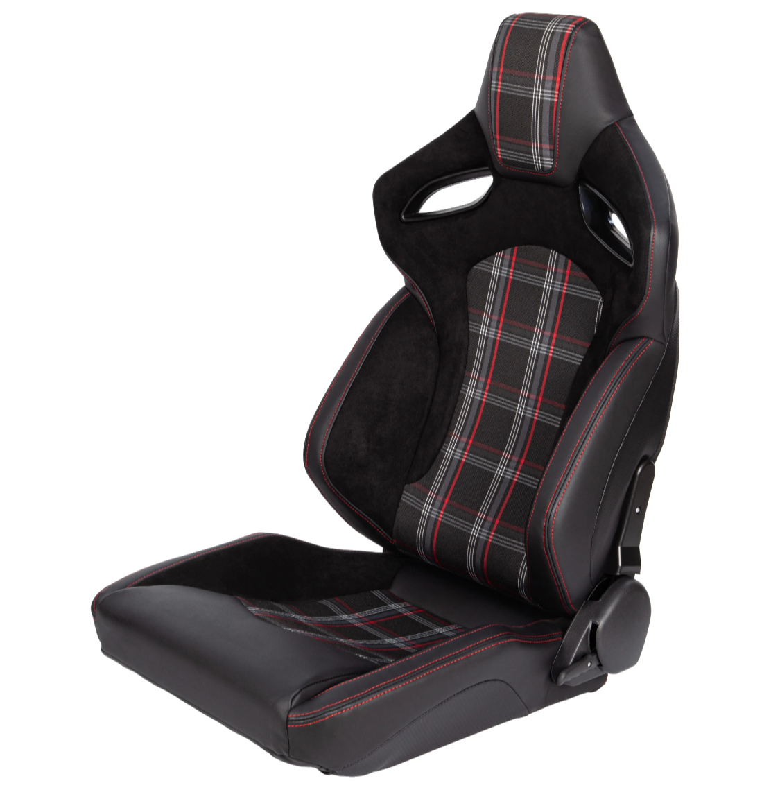 JIABEIR (Manufactured and Dispatched from China) LUXE Red & Black Plaid Check Checkered Sports Car / Racing Sim x1 Individual Bucket Seats JBR9007