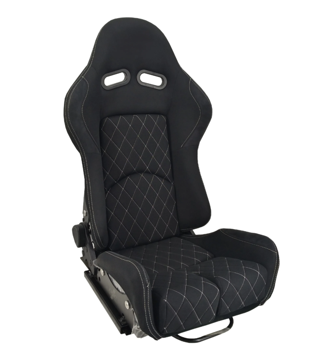 JIABEIR (Manufactured and Dispatched from China) Black & White / Red Quilted Diamond Stitch Sports Car / Racing Sim x1 Individual Bucket Seats JBR1020