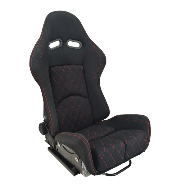 JIABEIR (Manufactured and Dispatched from China) Black & White / Red Quilted Diamond Stitch Sports Car / Racing Sim x1 Individual Bucket Seats JBR1020