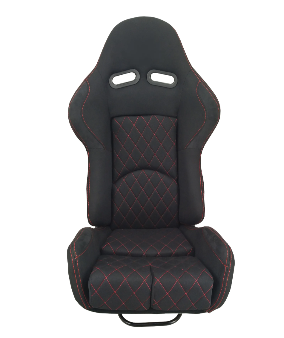 JIABEIR (Manufactured and Dispatched from China) Black & White / Red Quilted Diamond Stitch Sports Car / Racing Sim x1 Individual Bucket Seats JBR1020