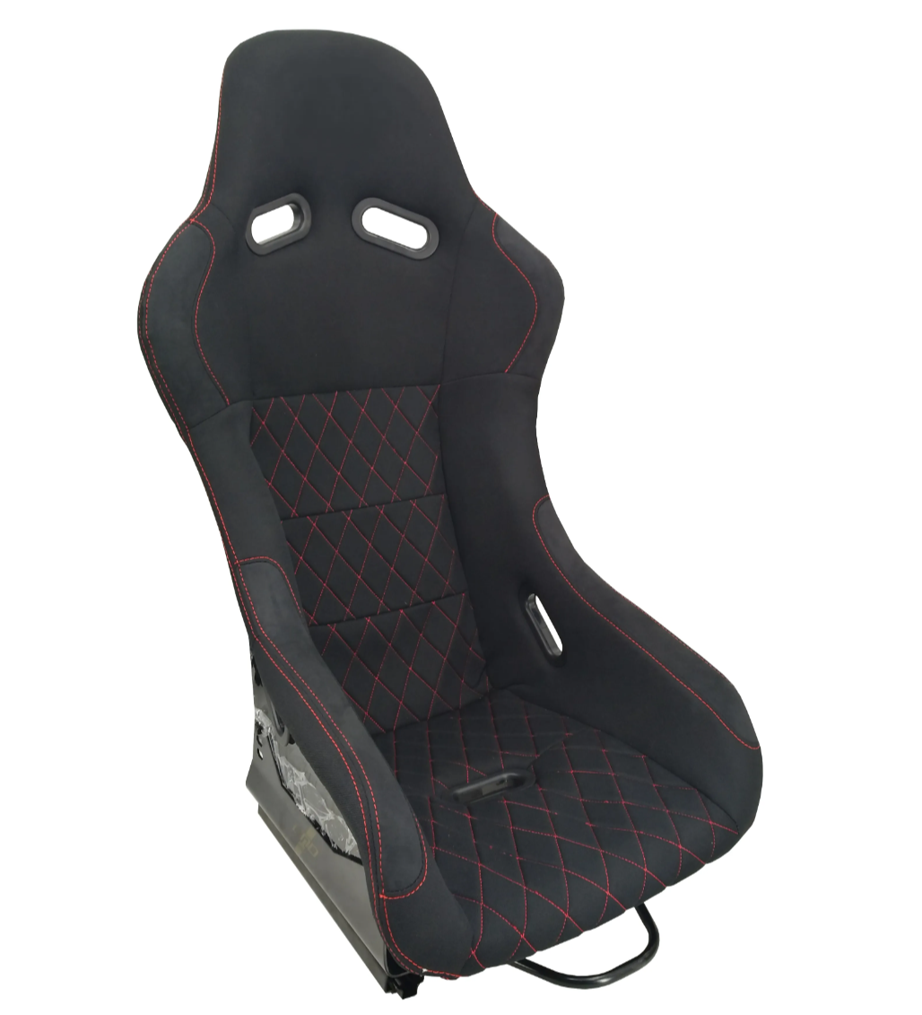 JIABEIR (Manufactured and Dispatched from China) Black & White / Red Quilted Diamond Stitch Sports Car / Racing Sim x1 Individual Bucket Seats JBR1020