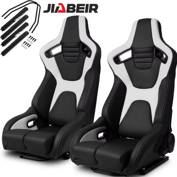 JIABEIR (Manufactured and Dispatched from China) FLAGSHIP Black & White / Pink / Orange Edition Sports Car / Racing Sim x1 Individual Bucket Seats JBR1095