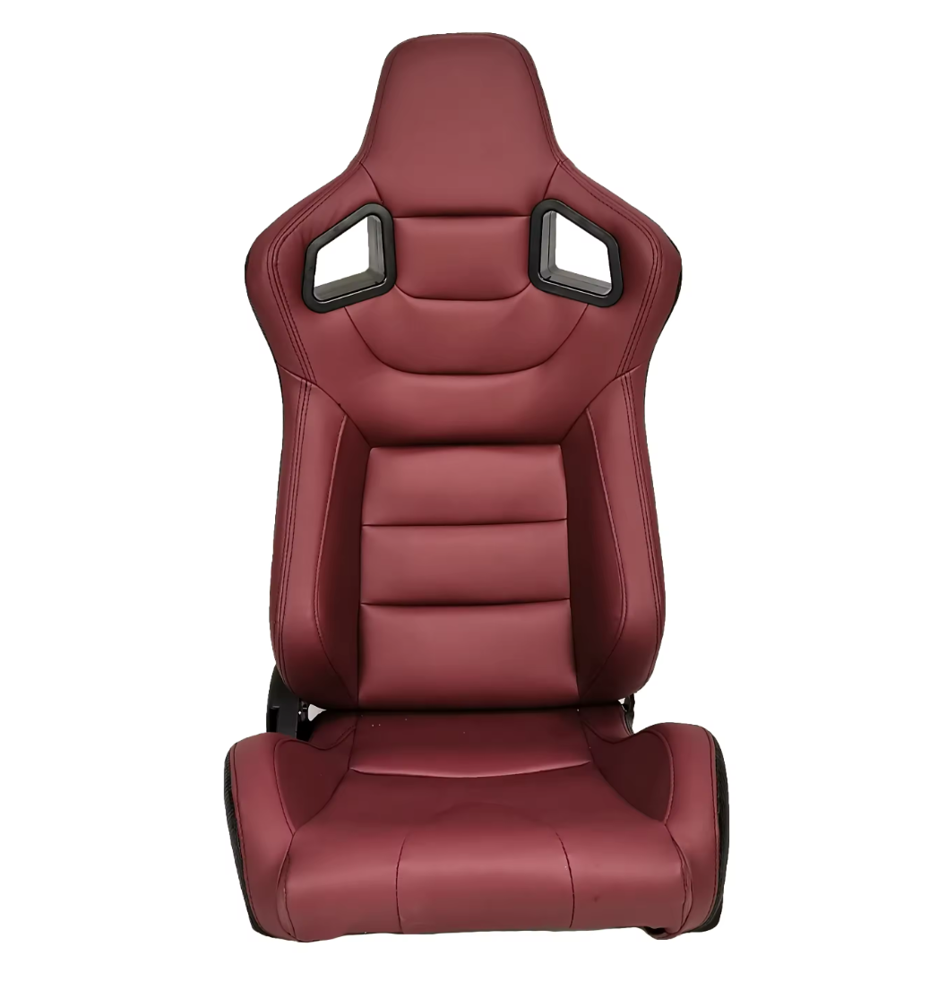 JIABEIR (Manufactured and Dispatched from China) DARK RED BURGANDY AUBERGINE & Carbon Sports Car / Racing Sim x1 Individual Bucket Seats JBR1041