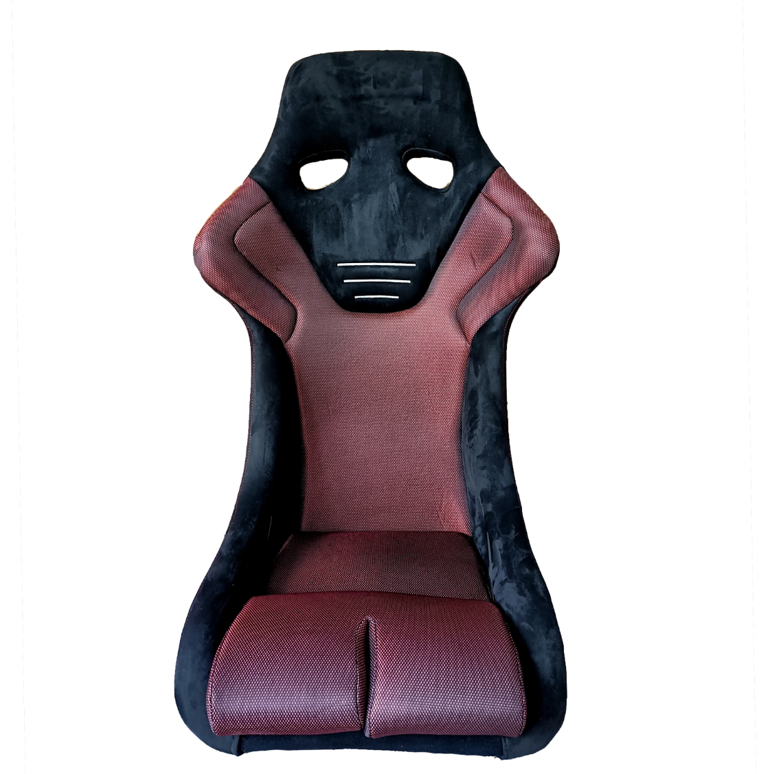 JIABEIR (Manufactured and Dispatched from China) Black & Burgundy Dark Red Alcantara Suede Velvet Shammy Sports Car / Racing Sim x1 Individual Bucket Seats Metallic Flake Hard Seat Back JBR9001