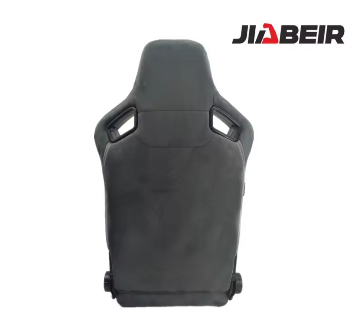 JIABEIR (Manufactured and Dispatched from China) Grey Charcoal Alcantara Suede Velvet Shammy Sports Car / Racing Sim x1 Individual Bucket Seats Metallic Flake Hard Seat Back JBR1074