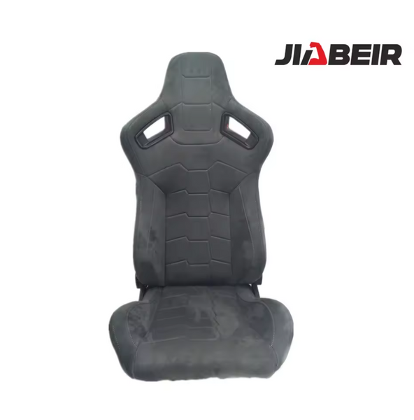 JIABEIR (Manufactured and Dispatched from China) Grey Charcoal Alcantara Suede Velvet Shammy Sports Car / Racing Sim x1 Individual Bucket Seats Metallic Flake Hard Seat Back JBR1074