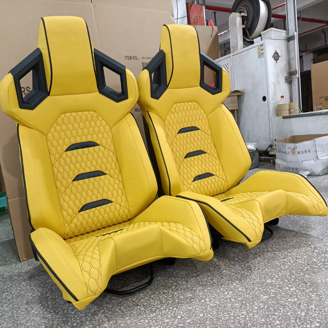 JIABEIR (Manufactured and Dispatched from China) Yellow / Blue SPACE-AGE FUTURE Sports Car / Racing Sim x1 Individual Bucket Seats JBR1085