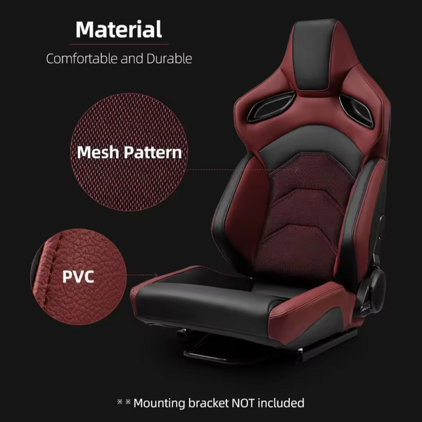 JIABEIR (Manufactured and Dispatched from China) Black & Burgundy Dark Red Shimmer Sports Car / Racing Sim x1 Individual Bucket Seats JBR9007