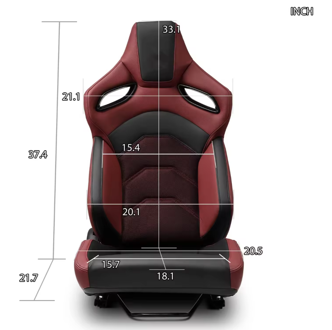 JIABEIR (Manufactured and Dispatched from China) Black & Burgundy Dark Red Shimmer Sports Car / Racing Sim x1 Individual Bucket Seats JBR9007