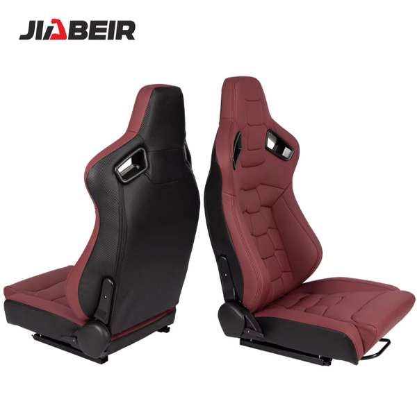 JIABEIR (Manufactured and Dispatched from China) Burgundy Dark Crimson Red DELUXE Sports Car / Racing Sim x1 Individual Bucket Seats JBR1074B