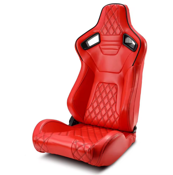 JIABEIR (Manufactured and Dispatched from China) Red DELUXE with Black Stitch Sports Car / Racing Sim x1 Individual Bucket Seats JBR1087