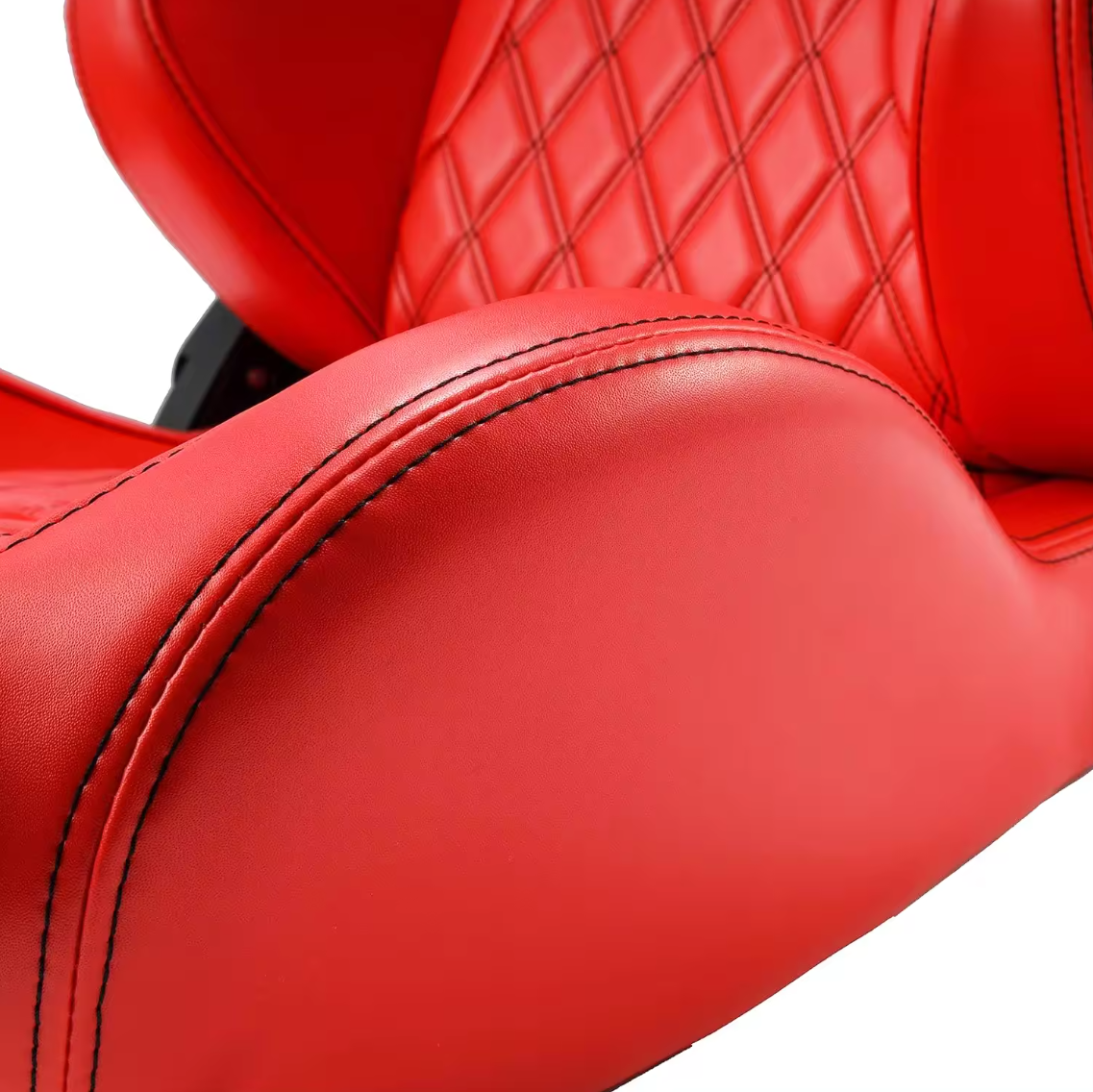 JIABEIR (Manufactured and Dispatched from China) Red DELUXE with Black Stitch Sports Car / Racing Sim x1 Individual Bucket Seats JBR1087