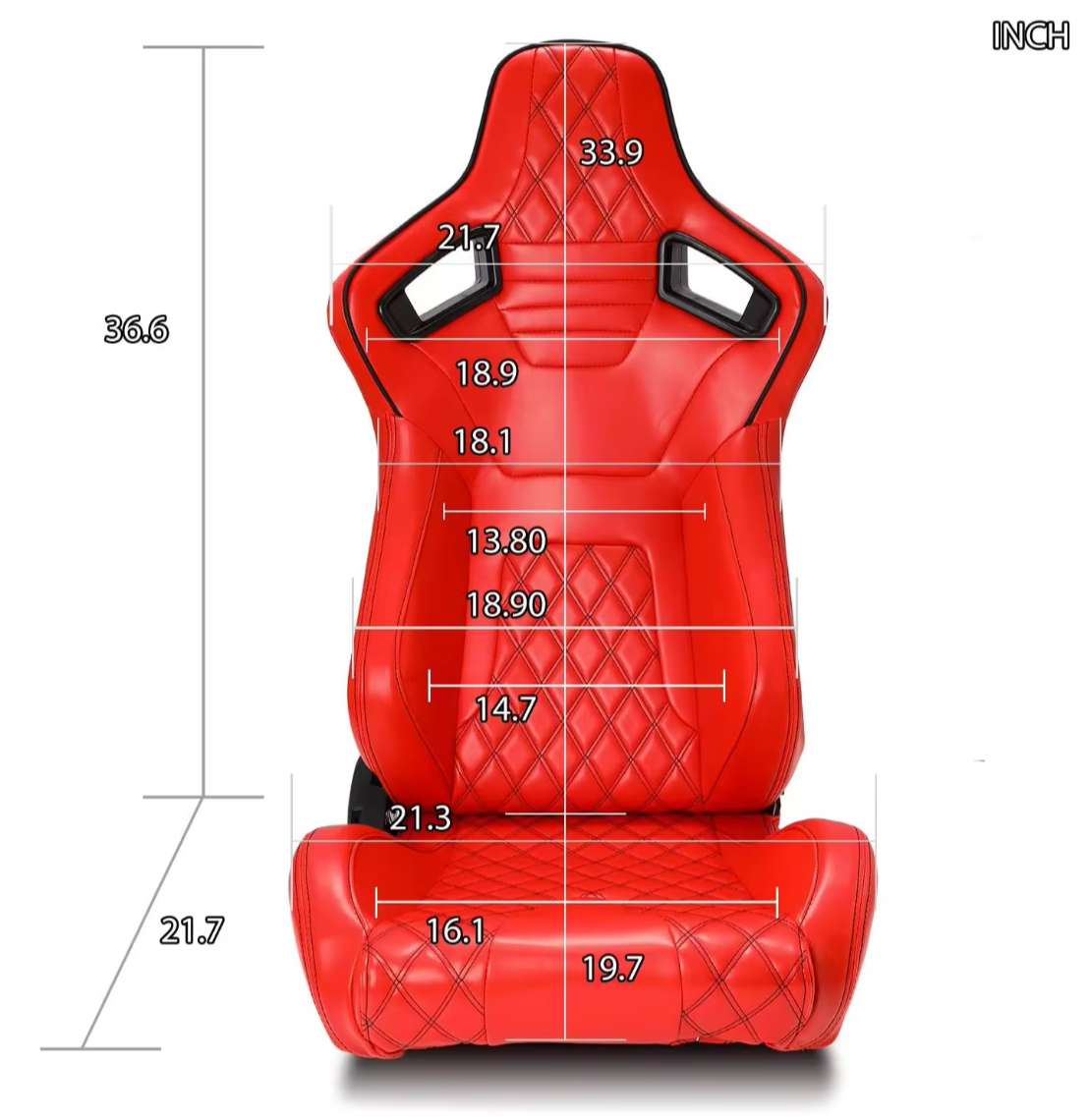 JIABEIR (Manufactured and Dispatched from China) Red DELUXE with Black Stitch Sports Car / Racing Sim x1 Individual Bucket Seats JBR1087