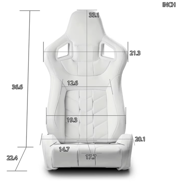 JIABEIR (Manufactured and Dispatched from China) WHITE Luxury Sports Car / Racing Sim x1 Individual Bucket Seats JBR9009