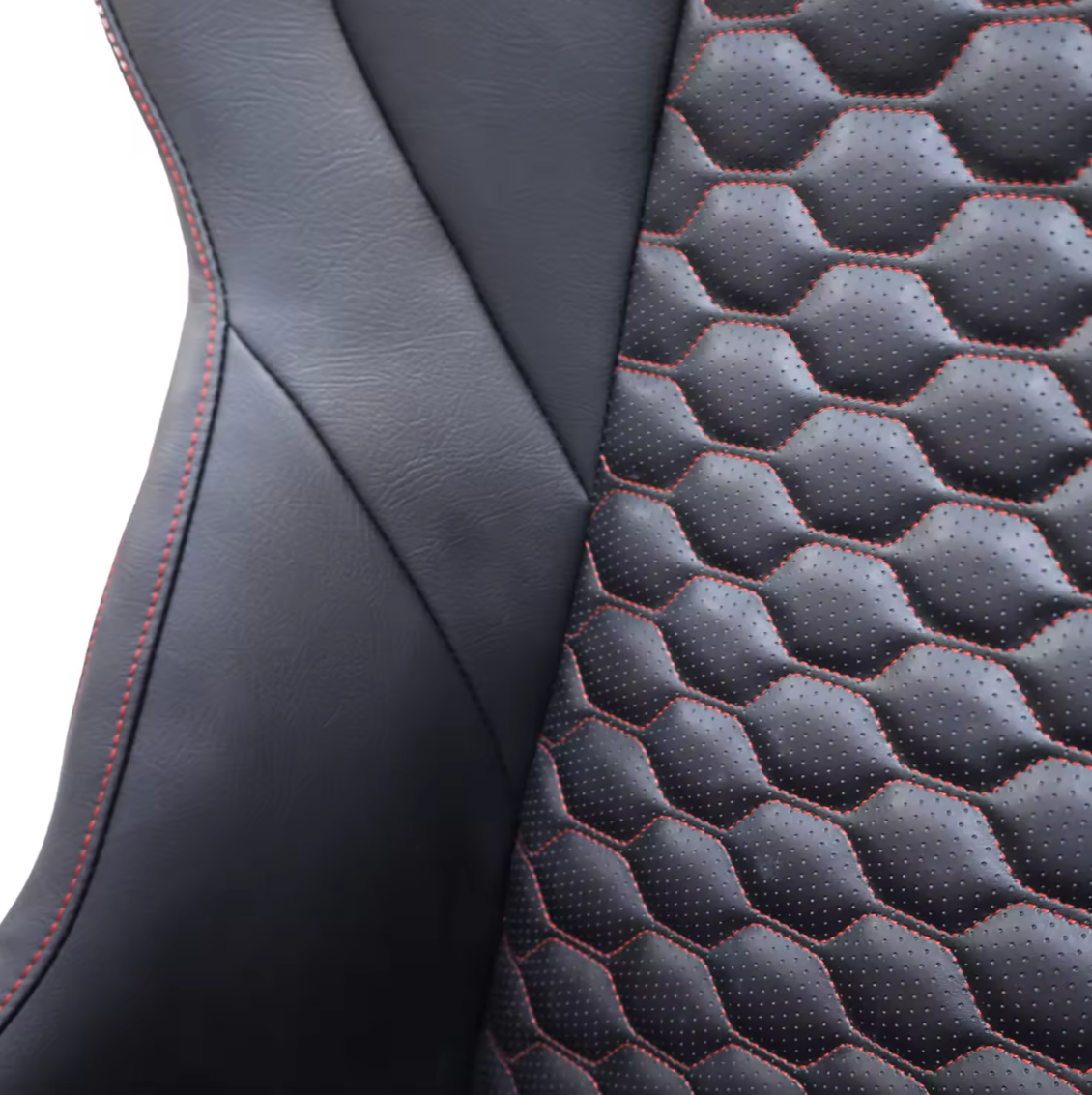 JIABEIR (Manufactured and Dispatched from China) Classic Retro Racer Black Sports Car / Racing Sim x1 Individual Bucket Seat Fiberglass Back Quilted Red Stitch JBR9017