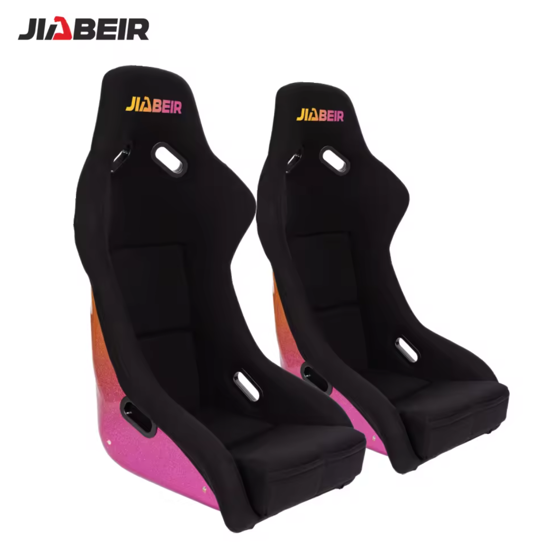 JIABEIR (Manufactured and Dispatched from China) Black & Neon Fibreglass Hard Back Sports Car / Racing Sim x1 Individual Bucket Seat JBR1022BP