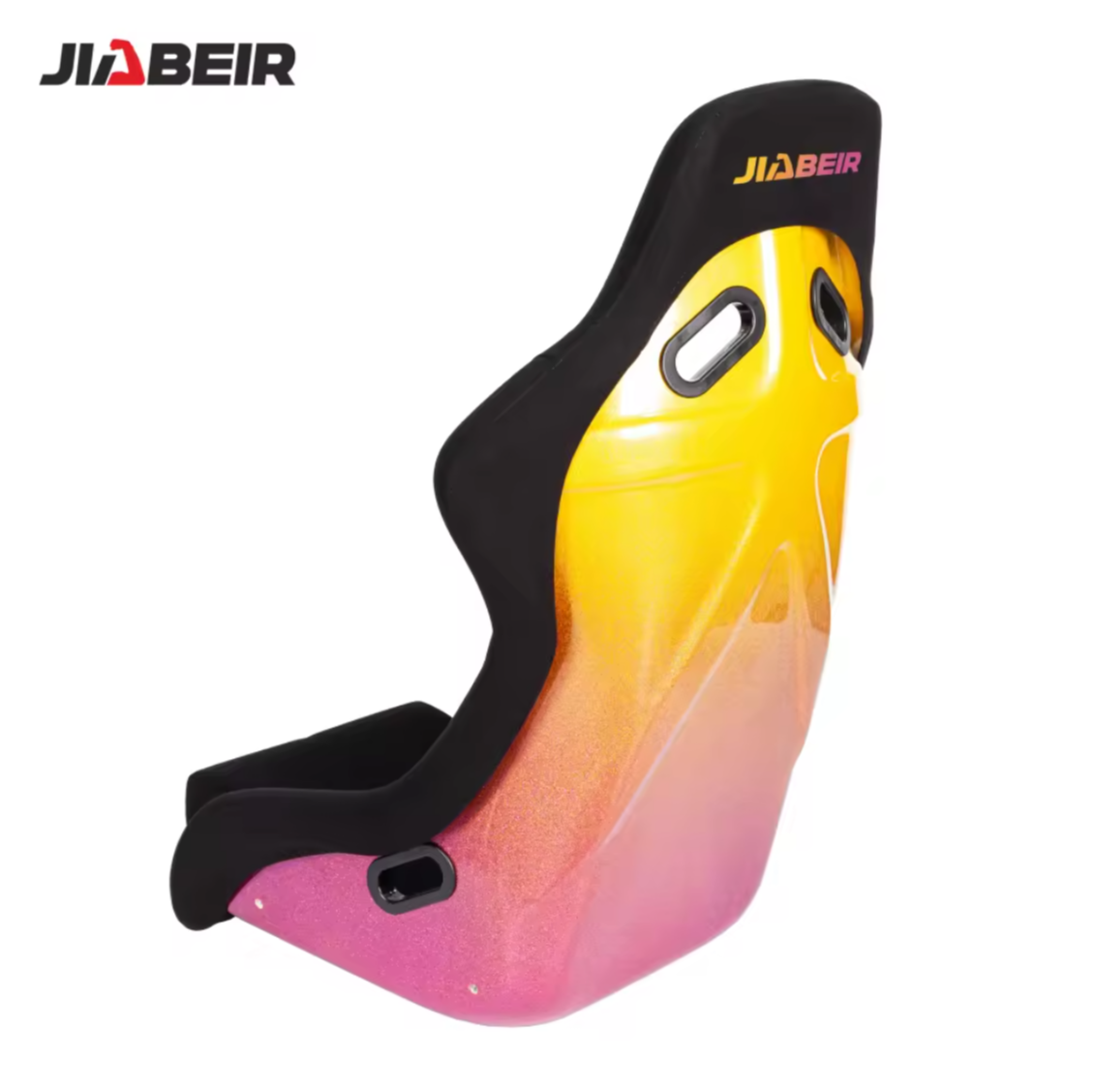 JIABEIR (Manufactured and Dispatched from China) Black & Neon Fibreglass Hard Back Sports Car / Racing Sim x1 Individual Bucket Seat JBR1022BP