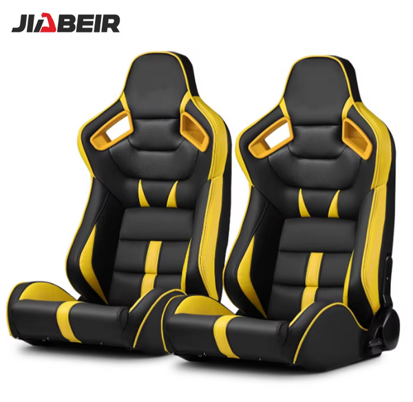 JIABEIR (Manufactured and Dispatched from China) BLACK & YELLOW Sports Car / Racing Sim x1 Individual Bucket Seats JBR1041B