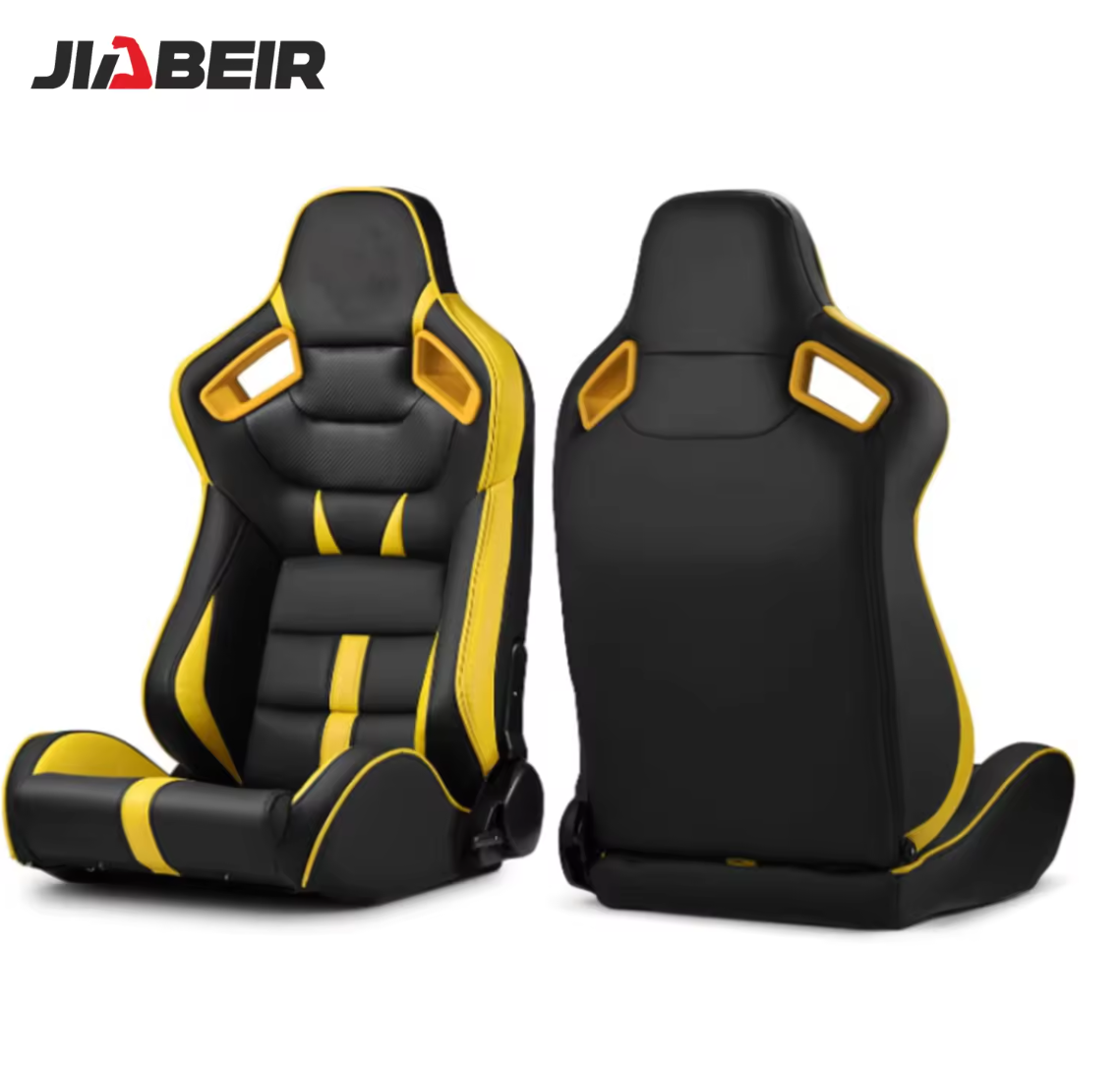 JIABEIR (Manufactured and Dispatched from China) BLACK & YELLOW Sports Car / Racing Sim x1 Individual Bucket Seats JBR1041B