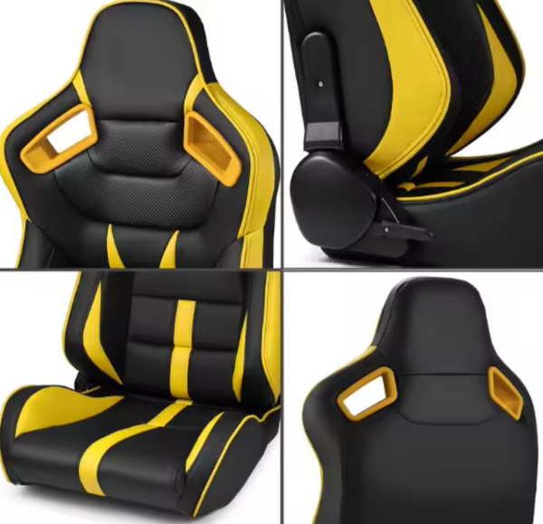 JIABEIR (Manufactured and Dispatched from China) BLACK & YELLOW Sports Car / Racing Sim x1 Individual Bucket Seats JBR1041B