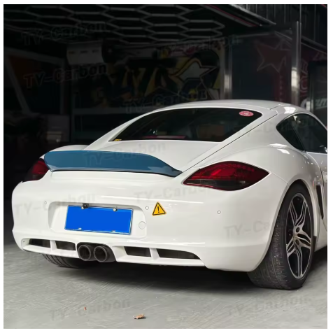 TY Carbon Porsche 987 / 987.1 Cayman 05-12 Rear Trunk Boot Lip Duck Tail Wing Spoiler FRP Unpainted