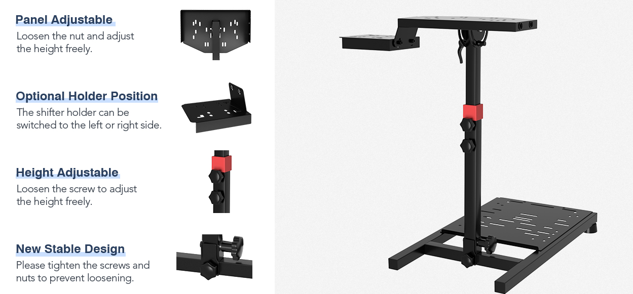 DWS Driving Game Sim Racing Frame Stand for Wheel Pedals