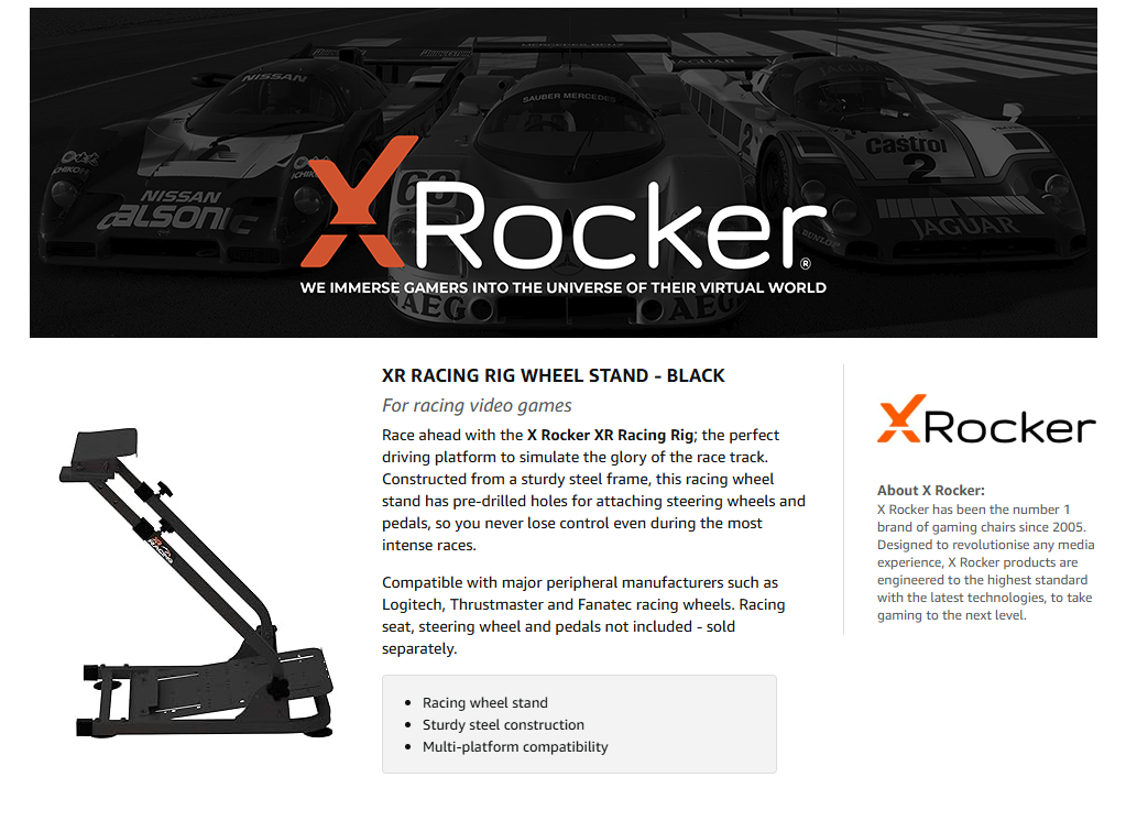X-Rocker 2024 Driving Game Sim Racing Frame Stand for Wheel Pedals Xbo ...