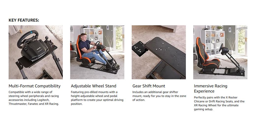 X-Rocker 2024 Driving Game Sim Racing Frame Stand for Wheel Pedals Xbo ...