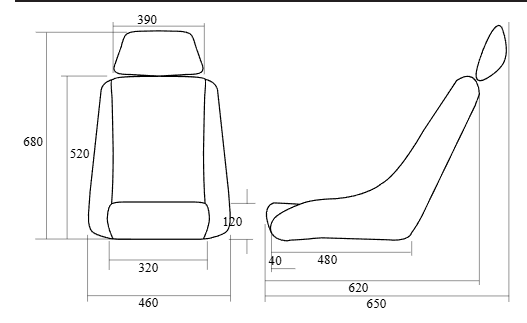 Cobra Cub Bucket Seats with Headrest - Grey & Red x1 Individual Seat (Slide Runners Not Inc)