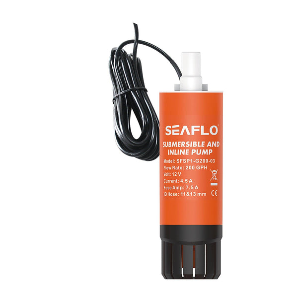 SEAFLO Inline 200 GPH Pump 1m Wire Without Clip | 4Boats