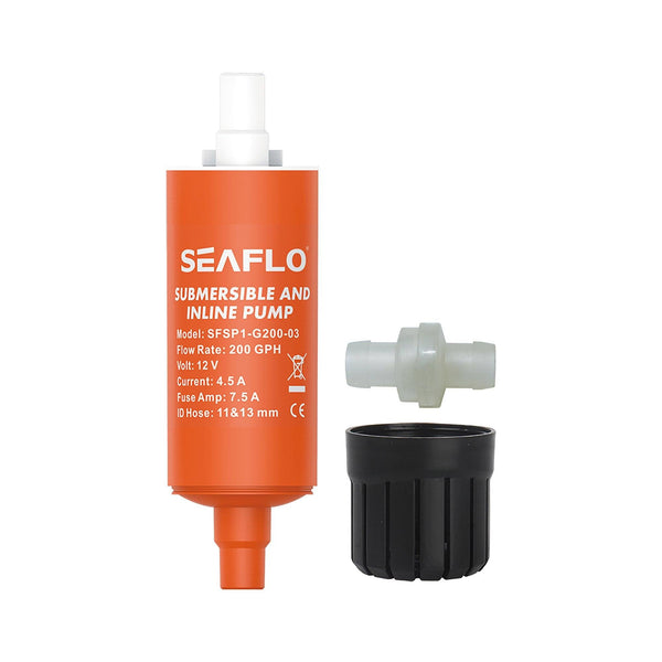SEAFLO Inline 200 GPH Pump 1m Wire Without Clip | 4Boats