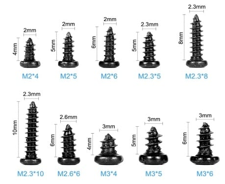 DroneBuildr Philips Self Tapping Screw Set 500pc (M2, M2.3, M2.6, M3)