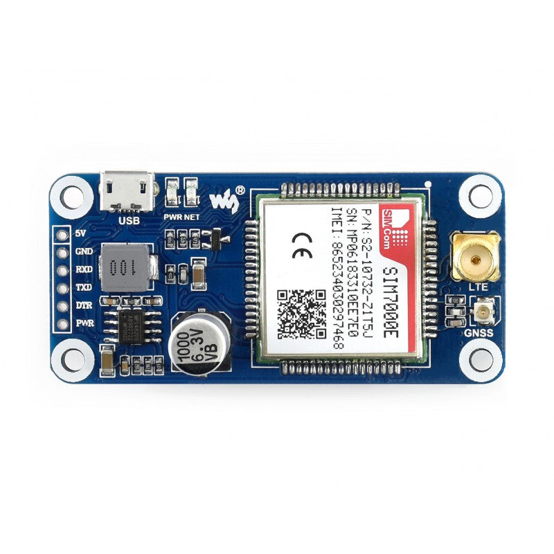 SIM7000E NB-IoT / eMTC / EDGE / GPRS / GNSS HAT for Raspberry Pi